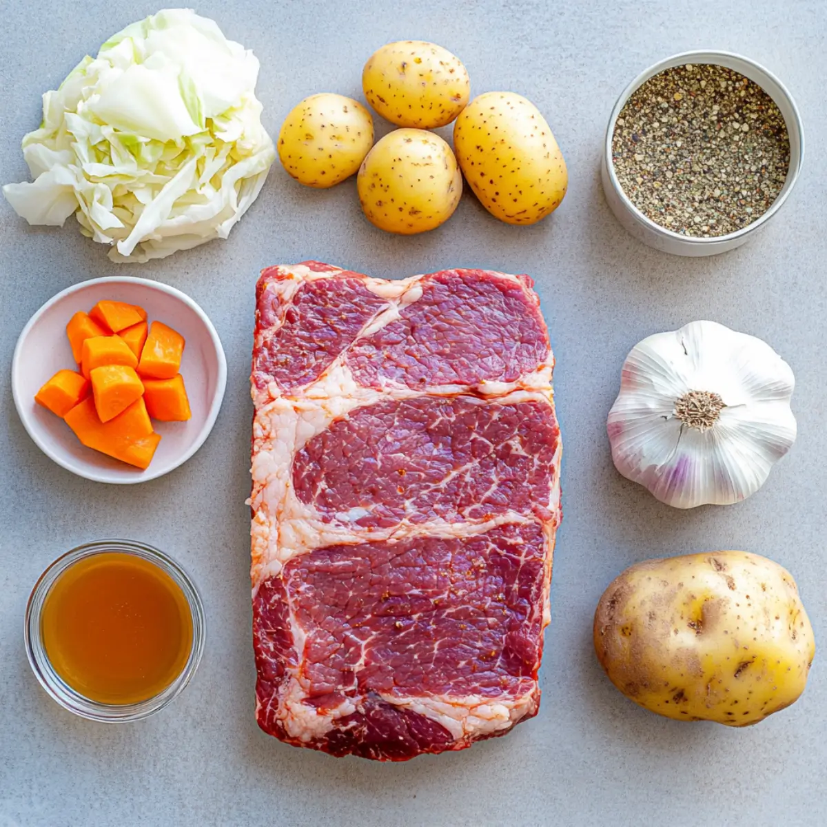Corned beef brisket slow cooker served with carrots and potatoes