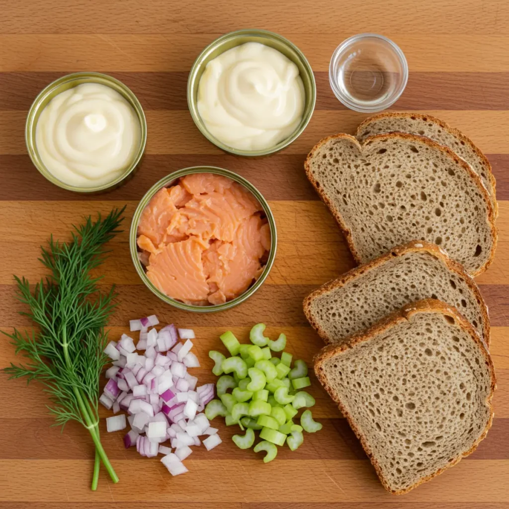 Ingredients for canned salmon sandwiches recipe
