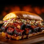 Knorr Rib Sandwich with Coleslaw and BBQ Sauce