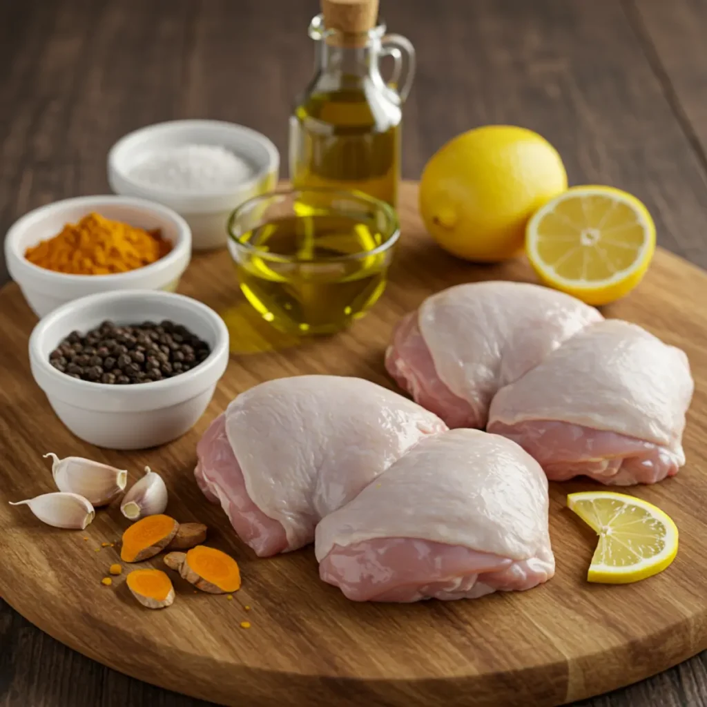 Ingredients for lemon turmeric chicken recipe
