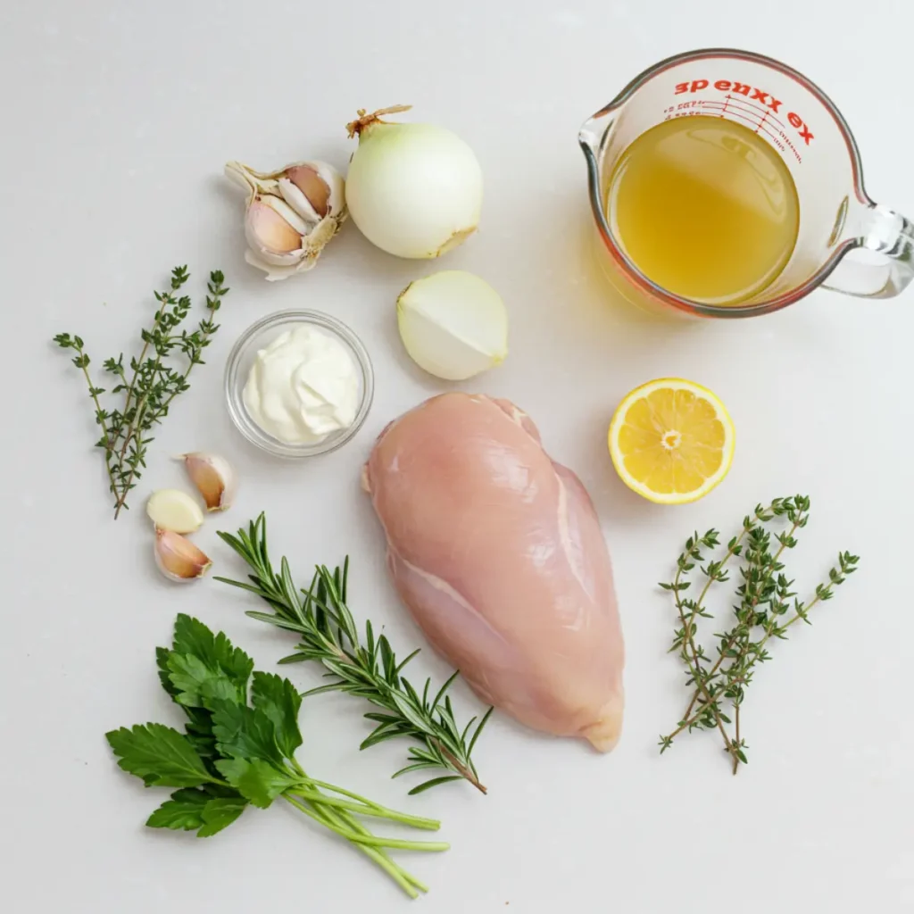 ingredients for slow cooker creamy lemon herb chicken