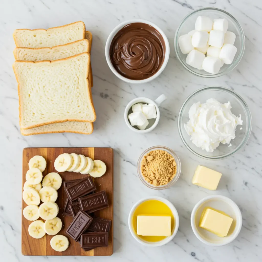 Ingredients for Homemade Uncrustables laid out on a white kitchen surface