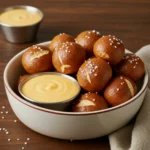 Soft Pretzel Bites Recipe served with creamy cheese dip