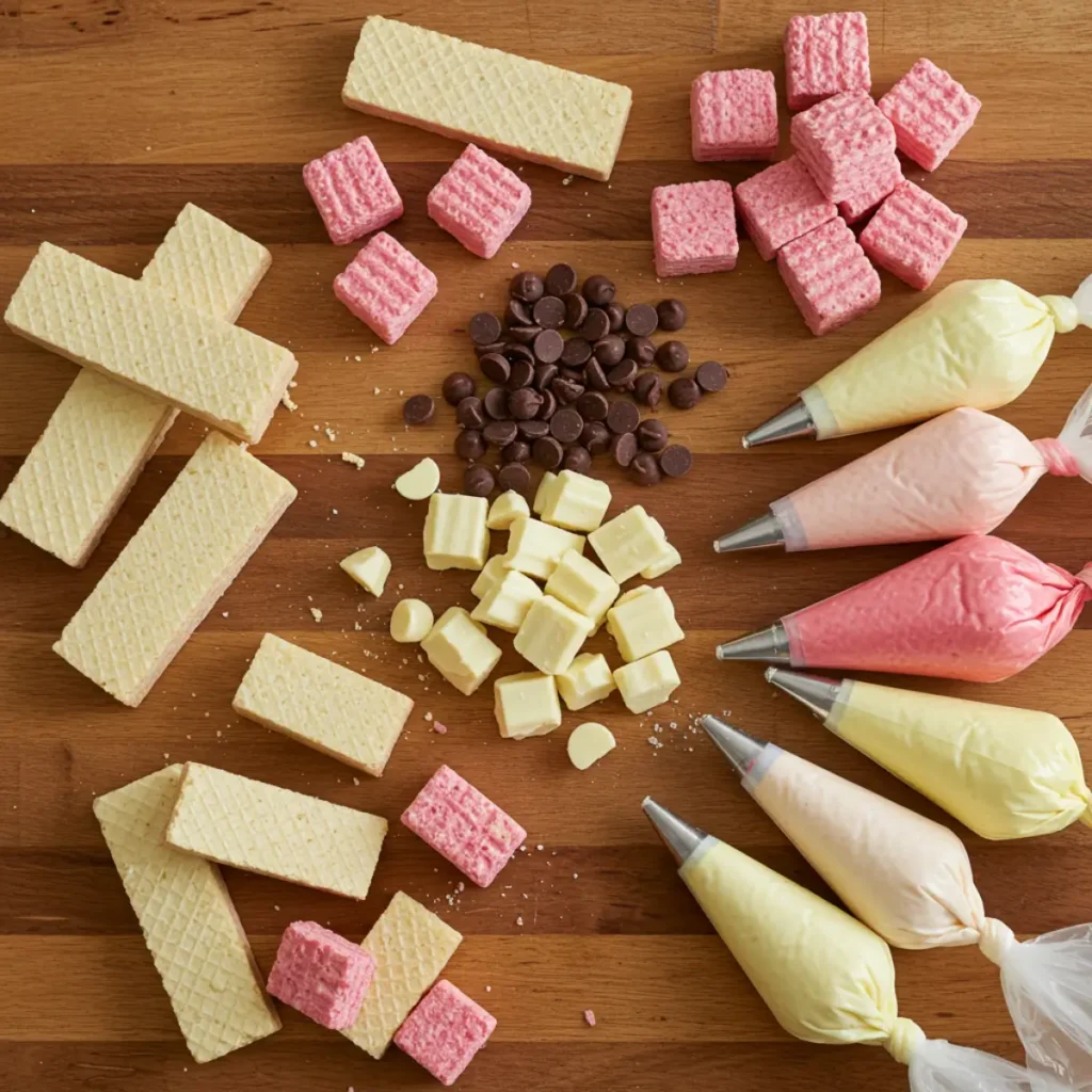 ingredients for cute back to school wafer pencil cookies