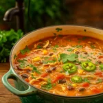 Chicken Enchilada Soup served with toppings