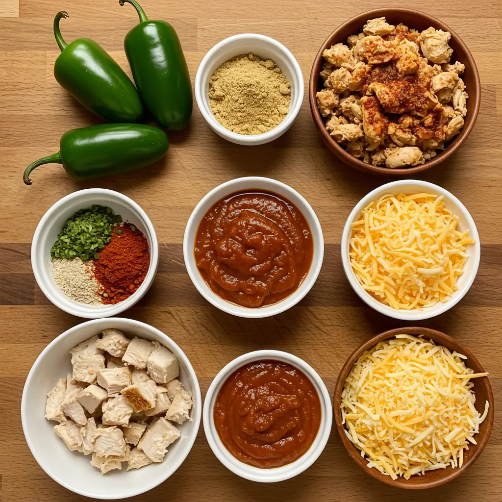 Chicken Tamale Casserole ingredients flat lay