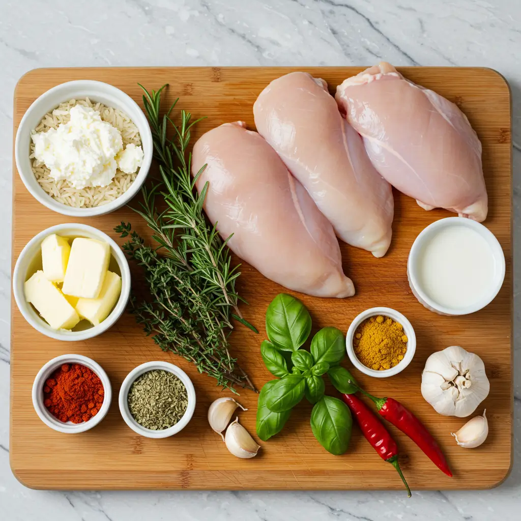 creamy-herb-chicken-basmati-rice-ingredients