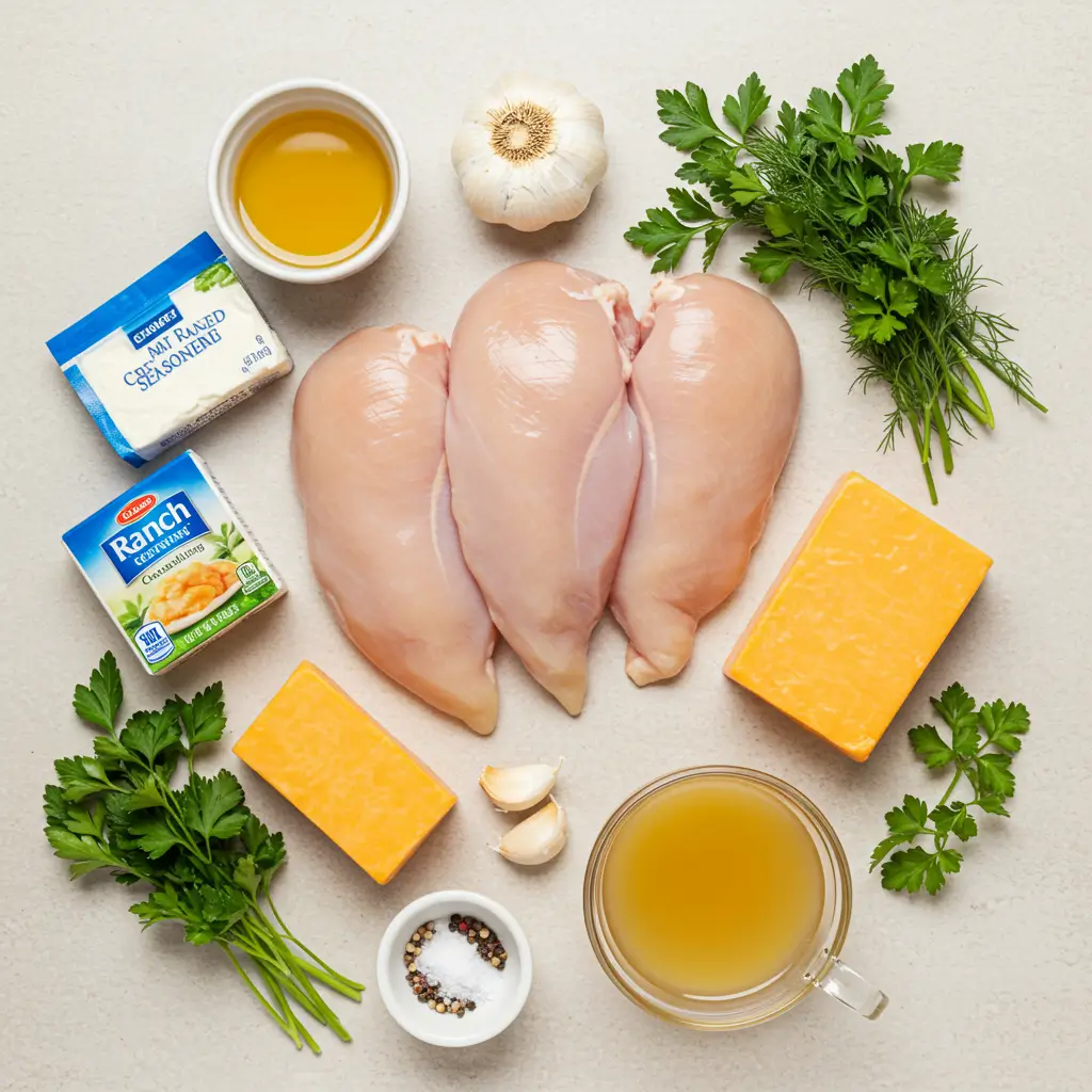 Ingredients for Creamy Ranch Chicken in the Crock Pot