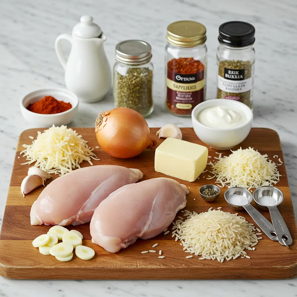 creamy smothered chicken and rice ingredients