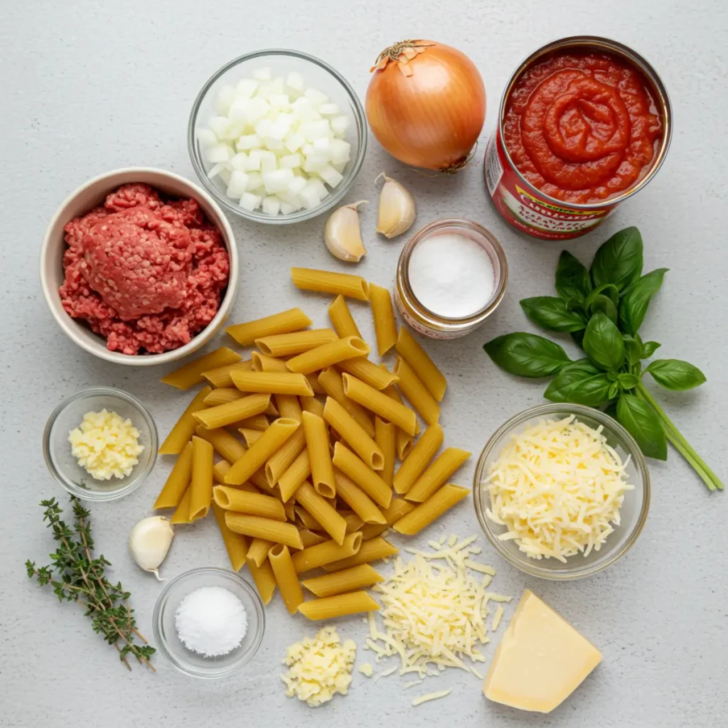 ingredients for crockpot baked ziti recipe