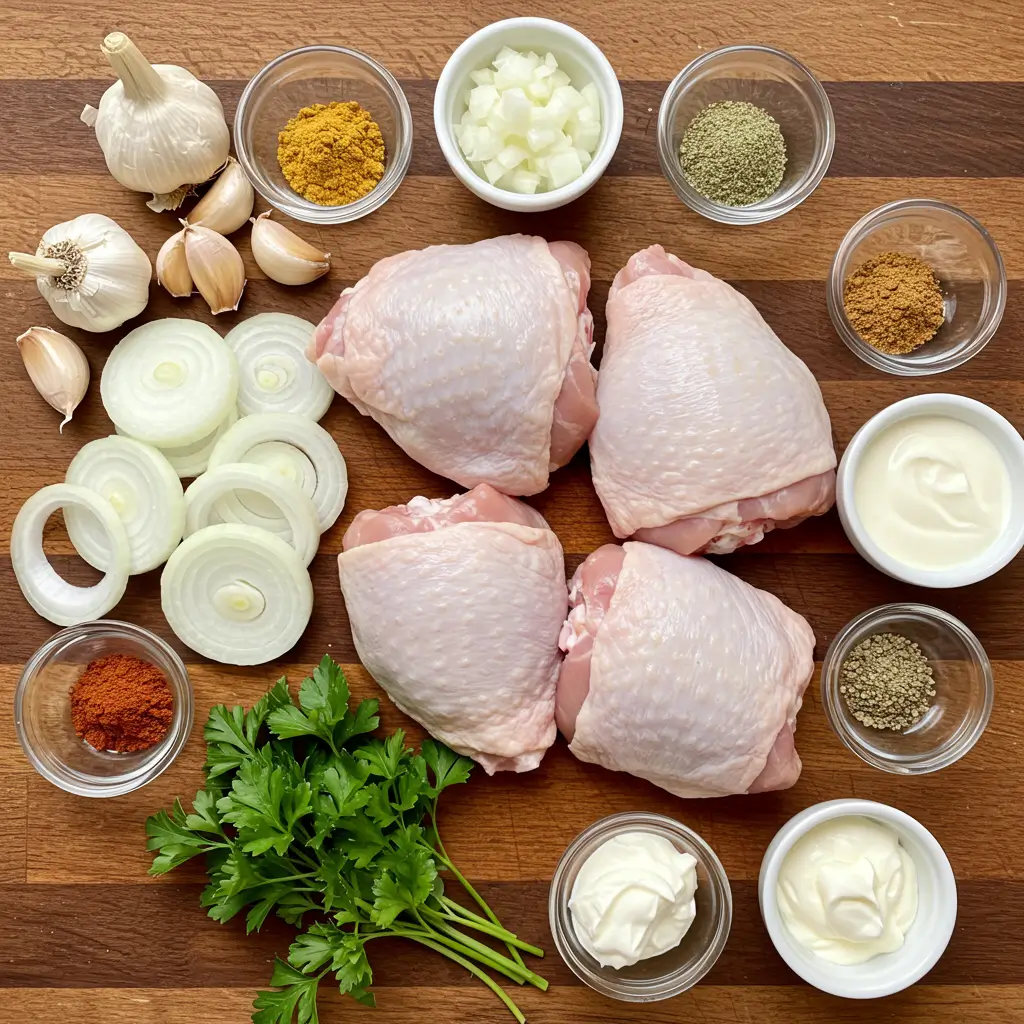 Ingredients for Crockpot Chicken Thighs with Creamy Gravy