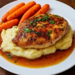 Garlic Herb Chicken with Mashed Potatoes and Glazed Carrots recipe