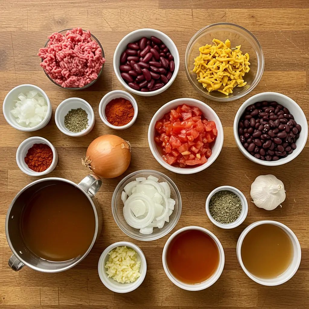 Ingredients for Ground Beef Stovetop Chili