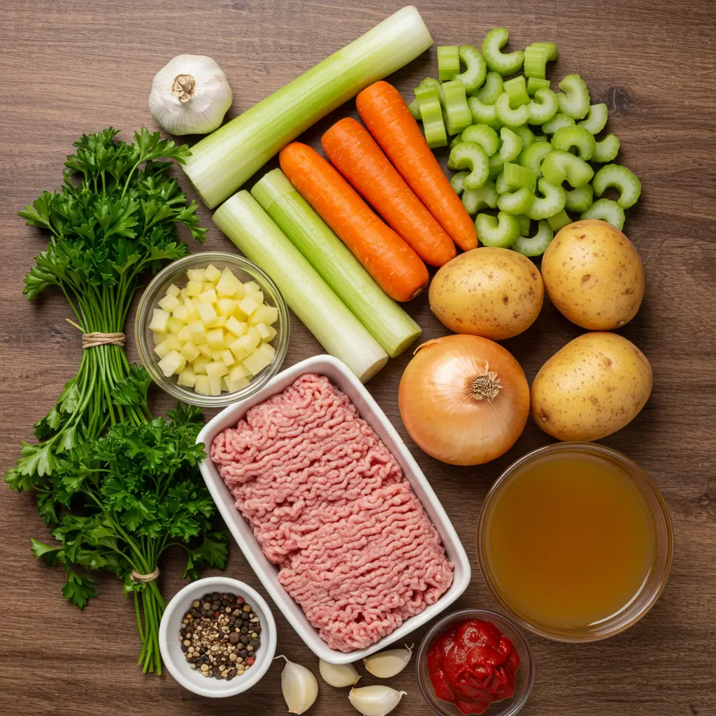 Ingredients for making Hearty Ground Turkey Soup