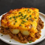 Hobo Casserole Ground Beef baked with potatoes and cheese