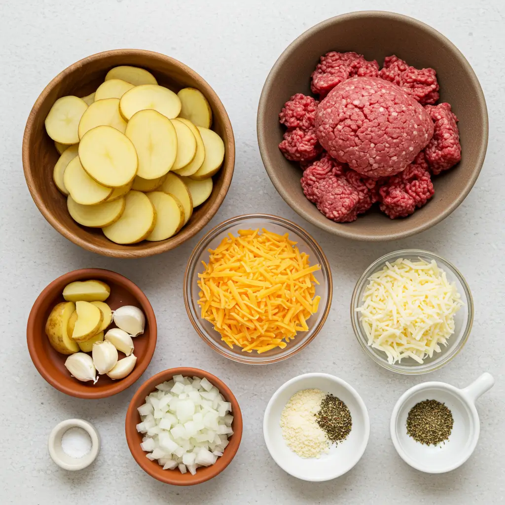 Ingredients for Hobo Casserole Ground Beef recipe