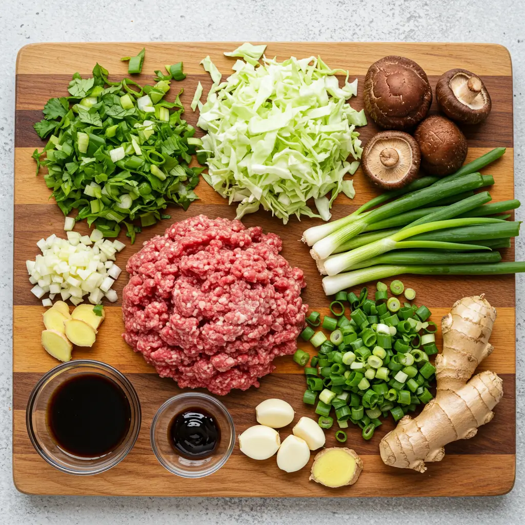 Ingredients for Chinese Ground Beef and Cabbage Stir Fry