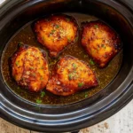Slow Cooker Brown Sugar Garlic Chicken in crockpot
