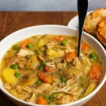 Slow Cooker Chicken Stew in rustic bowl
