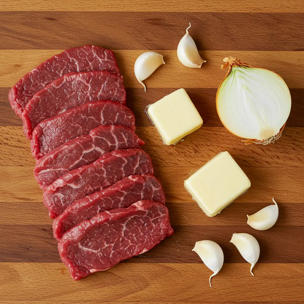 Ingredients for Slow Cooker Garlic Butter Beef Bites