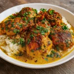 Slow Cooker Garlic Butter Chicken served with mashed potatoes