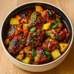 sweet hawaiian crockpot chicken served over rice