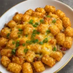 Tater Tot Casserole baked golden and crispy