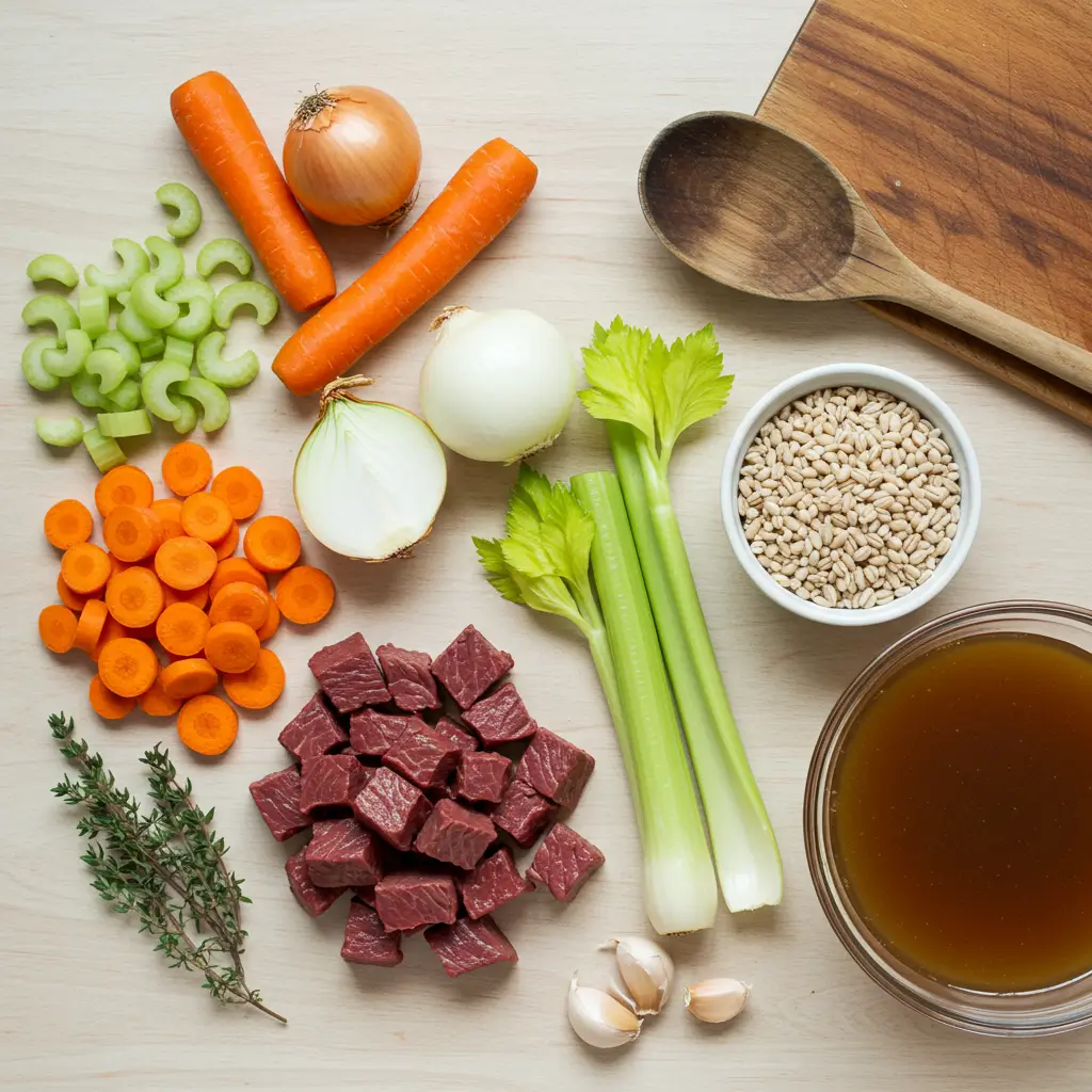 Ingredients for Beef and Barley Soup Recipe