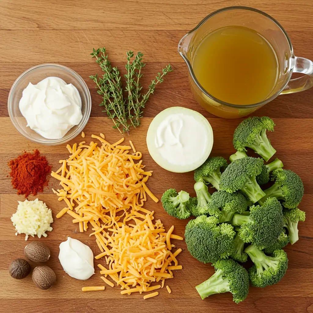 Ingredients for Broccoli Cheddar Soup
