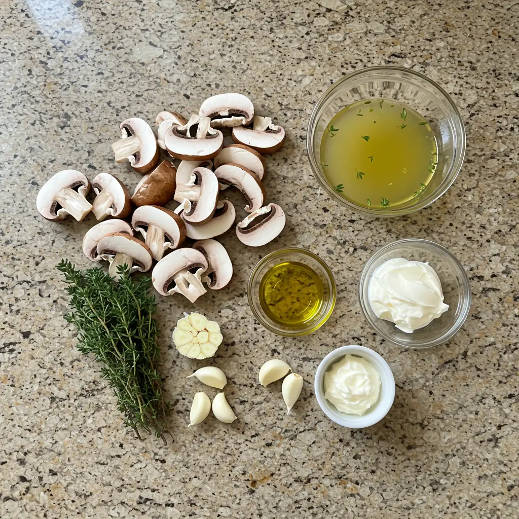 Creamy Mushroom Soup with Thyme ingredients