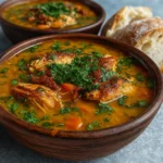 Creamy Pumpkin Chicken Soup Delight in a rustic bowl