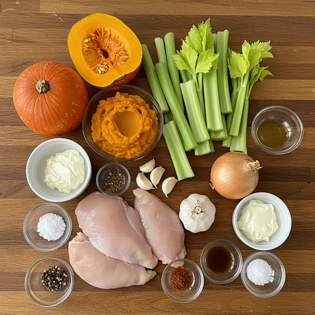 Ingredients for Creamy Pumpkin Chicken Soup Delight