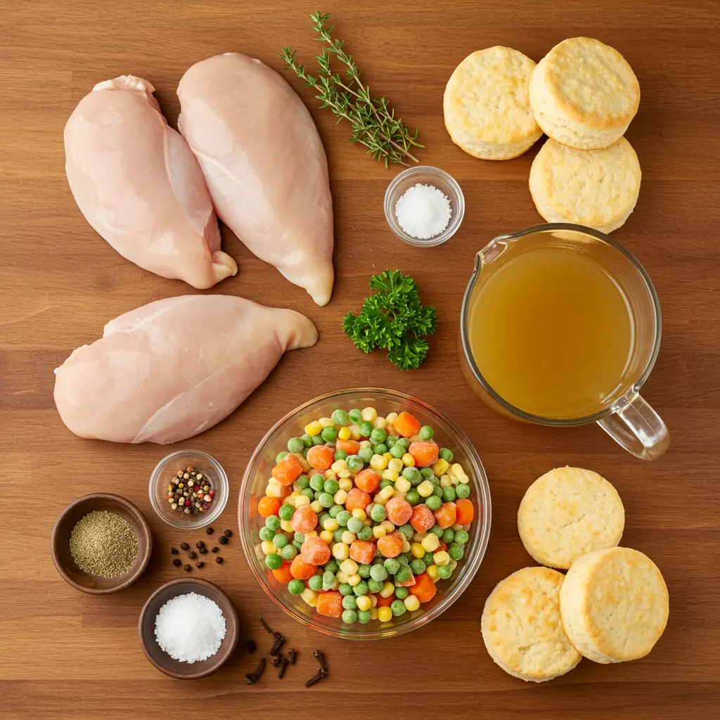 Ingredients for Crockpot Chicken Pot Pie Stew