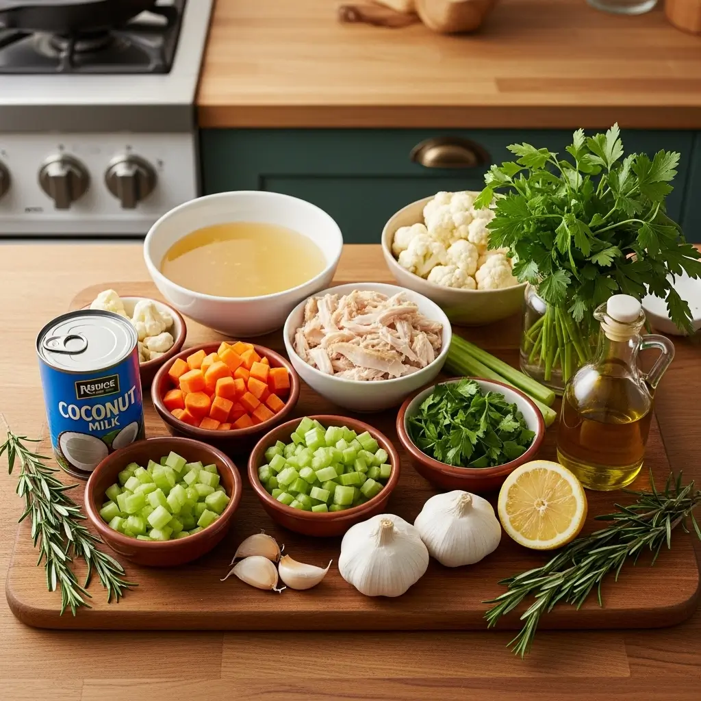 Ingredients for Easy Chicken Cauliflower Soup
