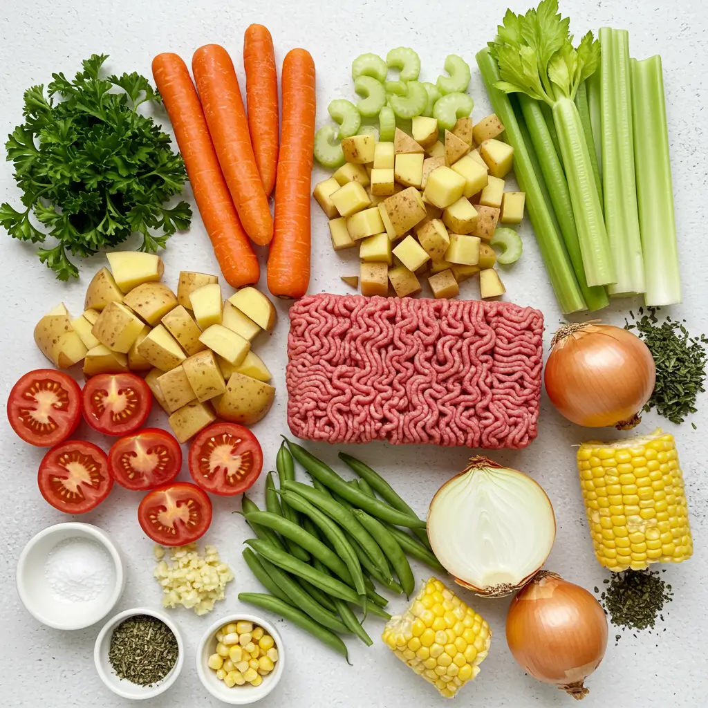 Easy Crockpot Vegetable Beef Soup ingredients