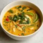 Easy Thai Chicken Soup in coconut curry broth with lime