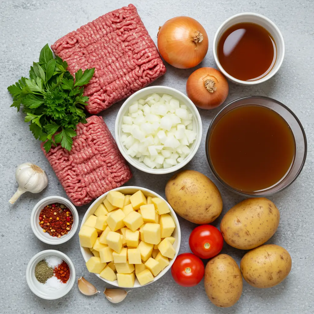 Ingredients for Hamburger Soup with Frozen Vegetables