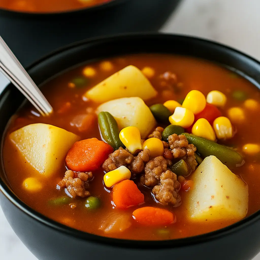 Hamburger Soup with Frozen Vegetables – A Cozy Weeknight Classic
