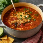 Homemade Chicken Taco Soup served with toppings