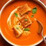 Homemade Tomato Soup Recipe with Roasted Fresh Tomatoes and Basil