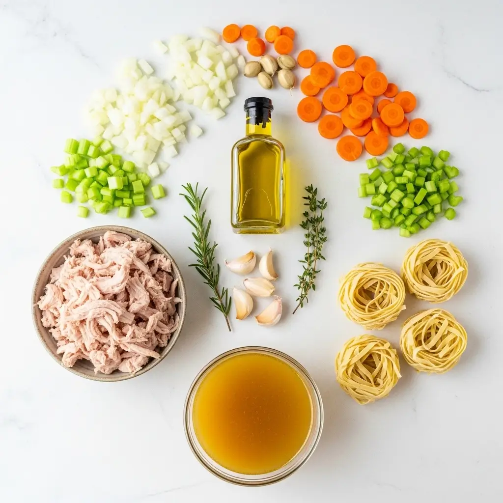 Ingredients for Leftover Turkey Noodle Soup