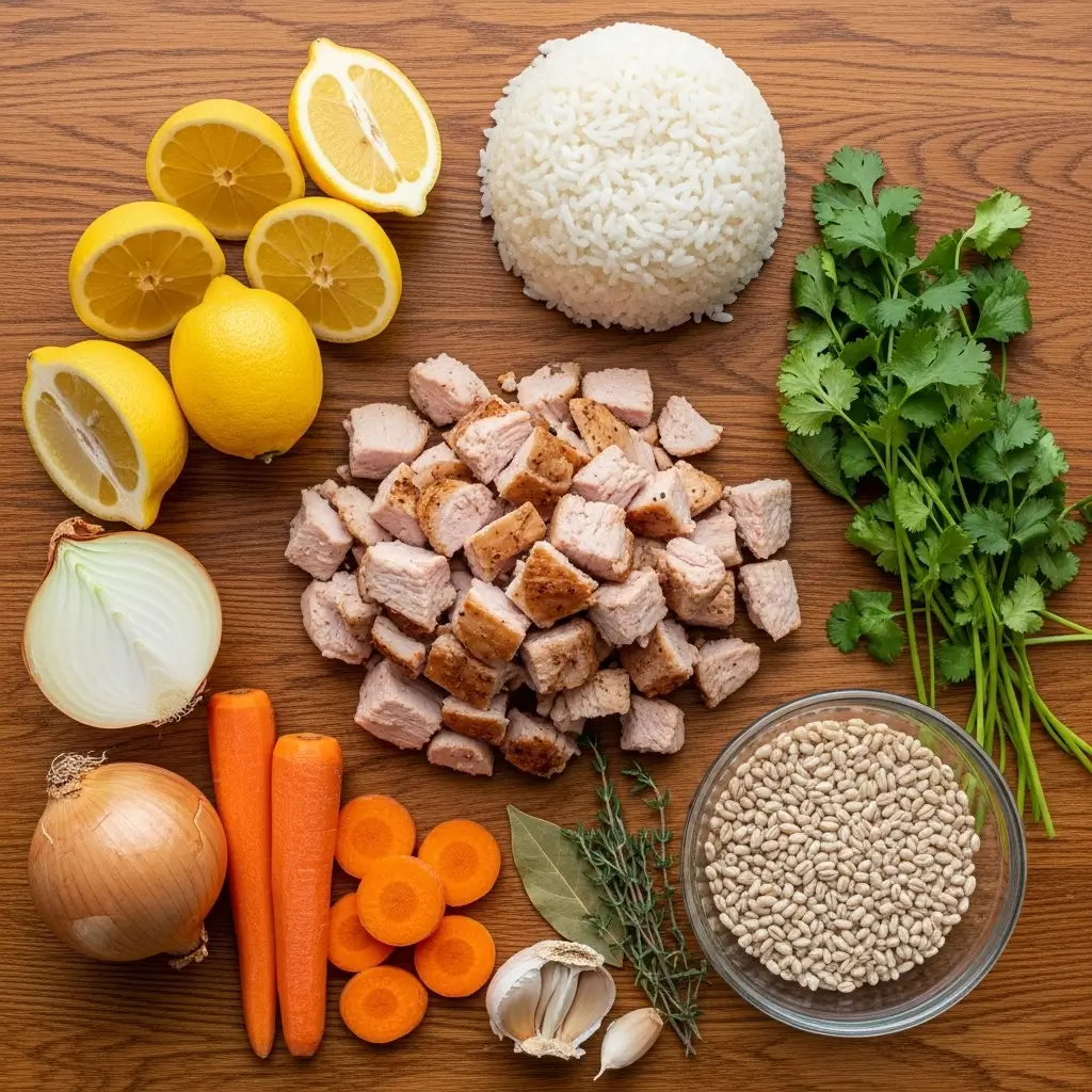 ingredients for lemony turkey rice soup