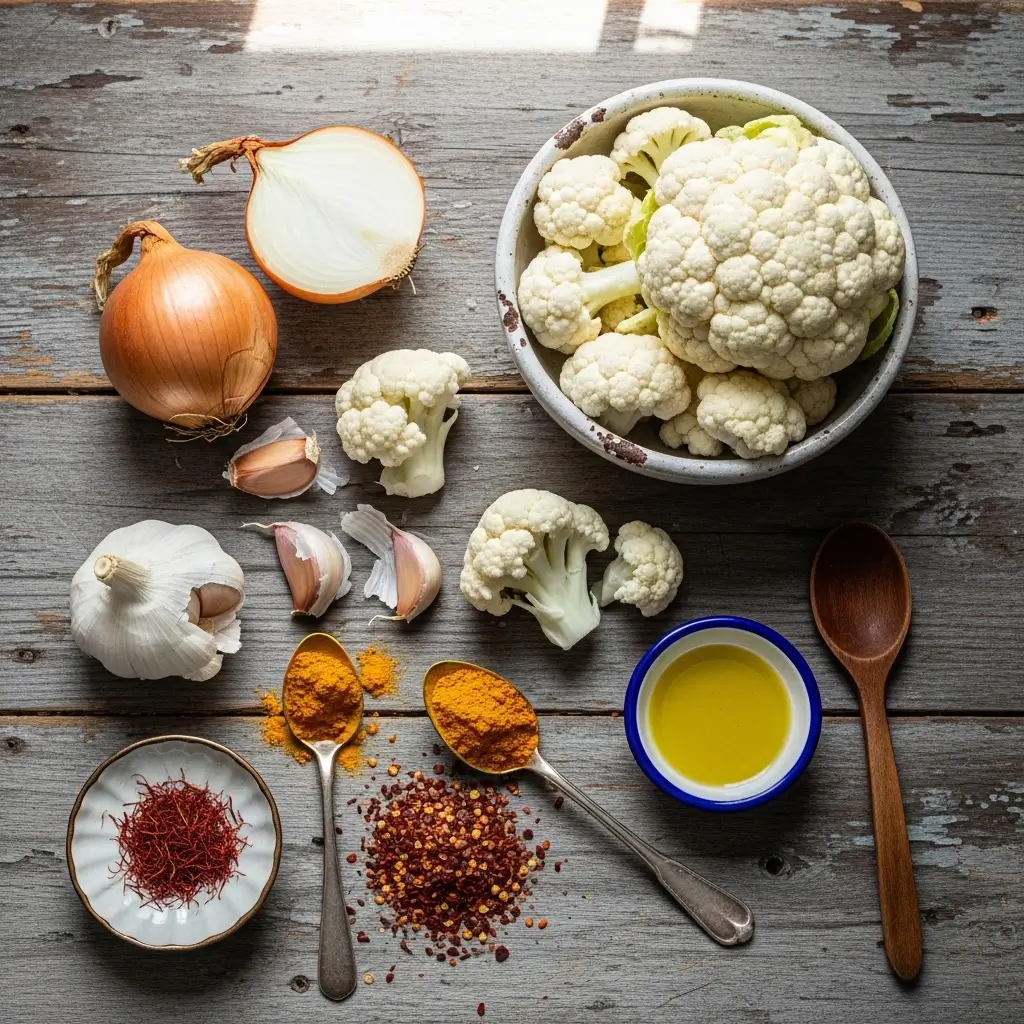 Ingredients for Mediterranean Vegan Cauliflower Soup recipe