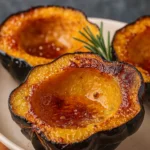 Roasted Acorn Squash recipe baked with brown sugar and spices
